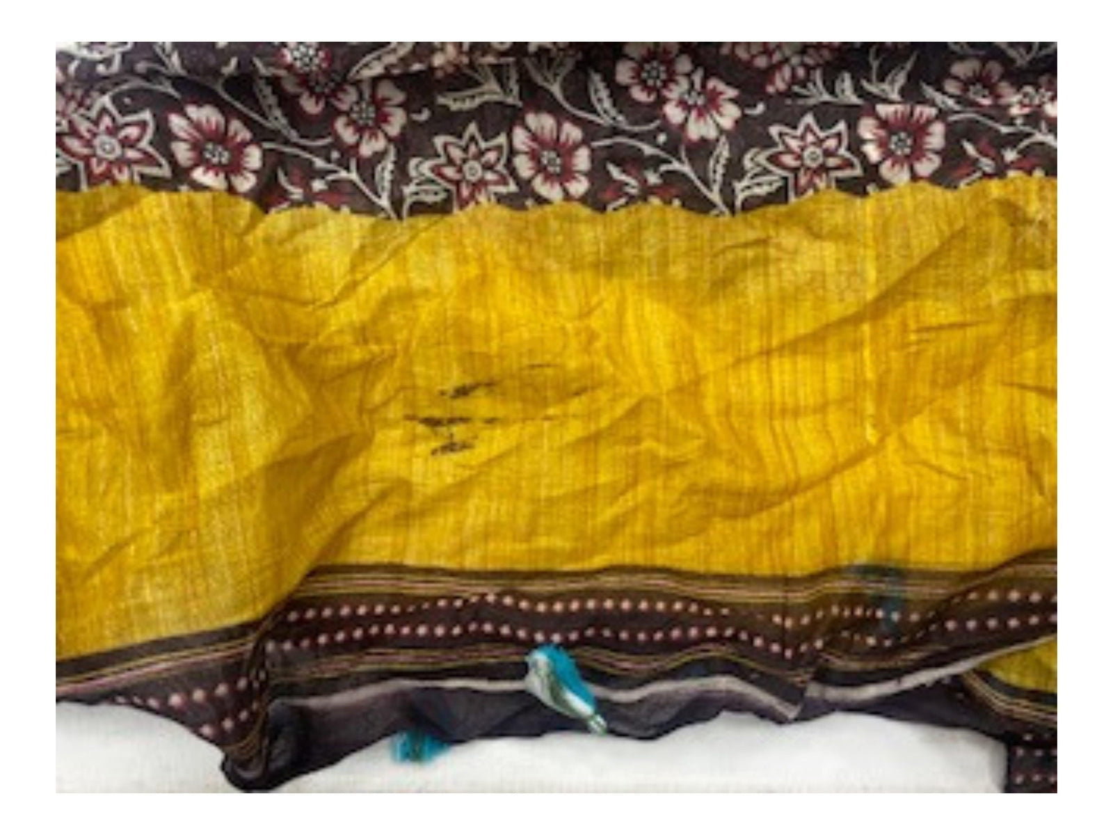 Brown And Mustard Floral  -  Ethnic Square Scarf (DEFECT) - Cheap Fabrics