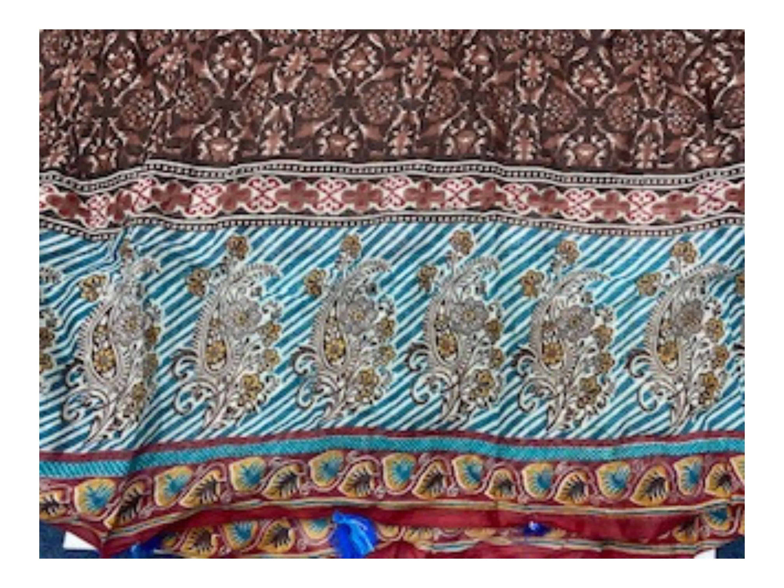 Brown / Paisley Border  -  Ethnic Square Scarf - Cheap Fabrics