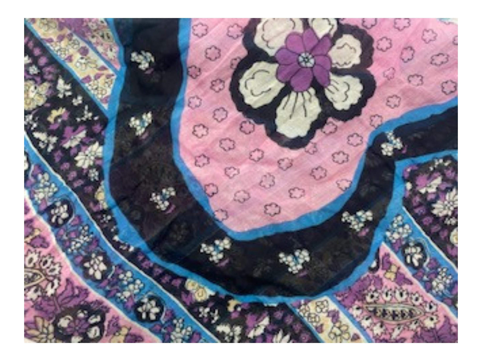 Lilac/Pink Flower -  Ethnic Square Scarf - Cheap Fabrics
