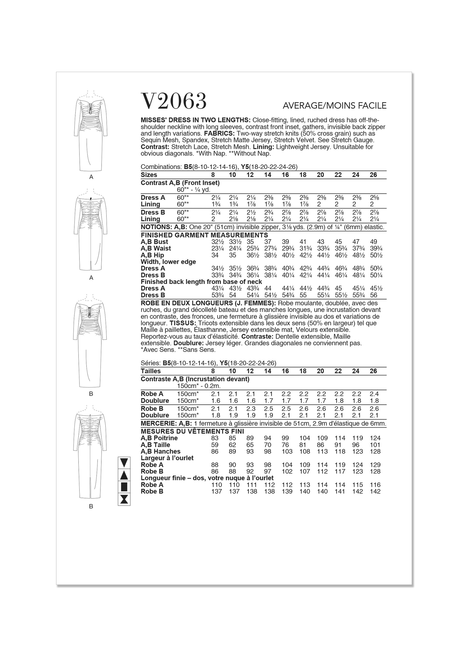 V2063 Vogue Patterns Misses' Dress in Two Lengths - Cheap Fabrics