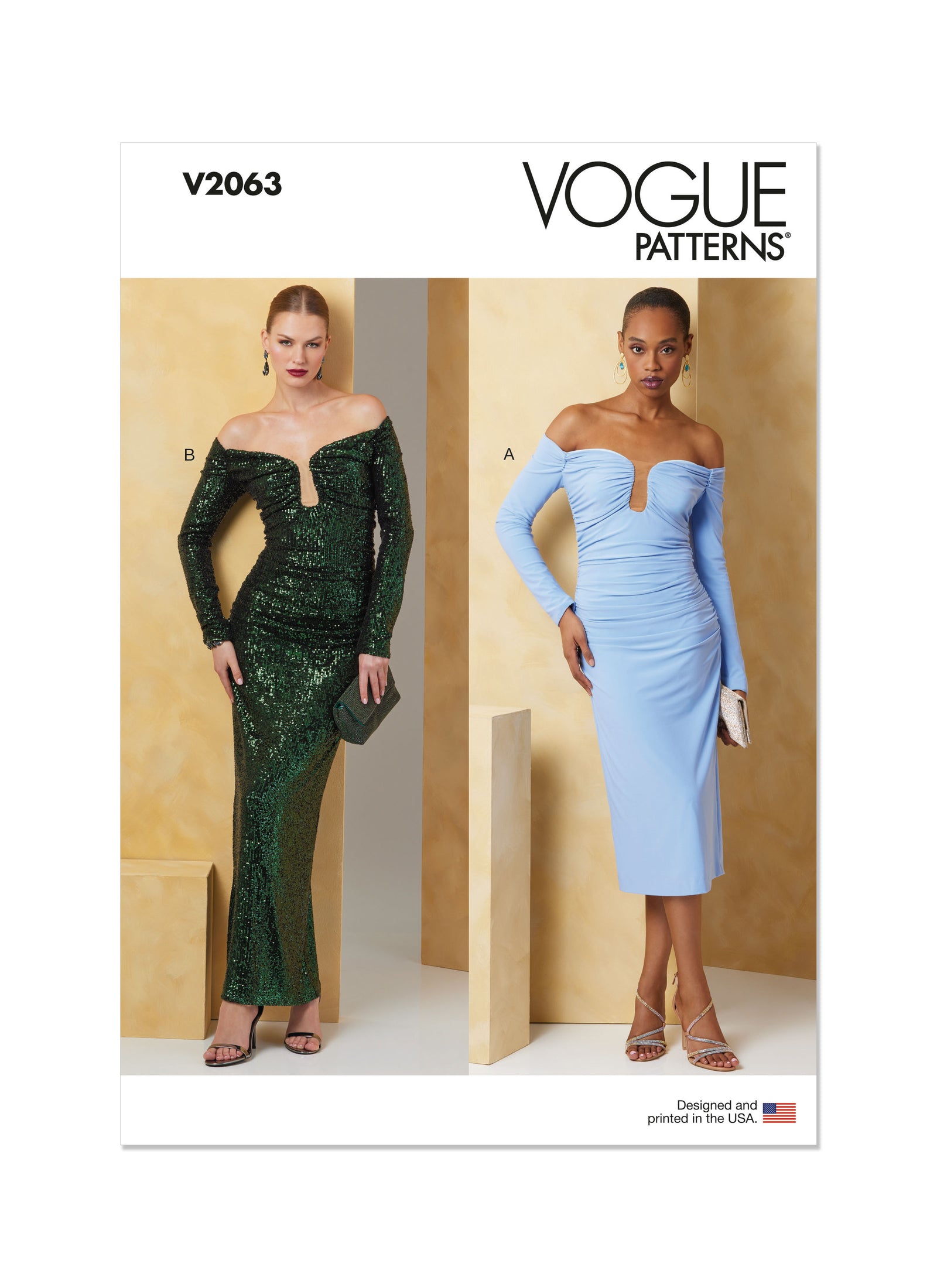 V2063 Vogue Patterns Misses' Dress in Two Lengths - Cheap Fabrics