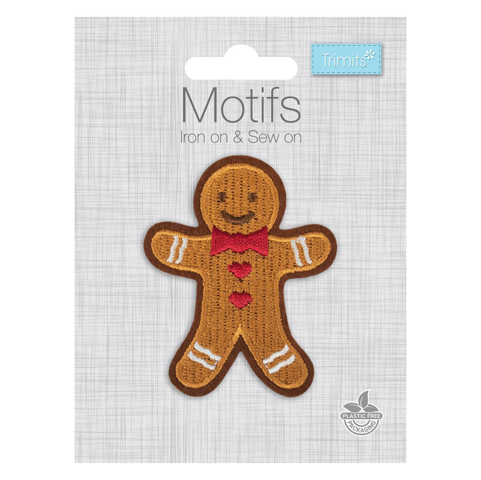 Christmas Motifs - Iron -On & Sew-On Patch GINGERBREAD MAN - Cheap Fabrics