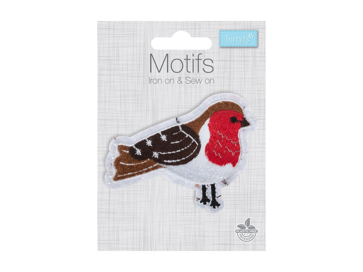 Christmas Motifs - Iron -On & Sew-On Patch ROBIN - Cheap Fabrics