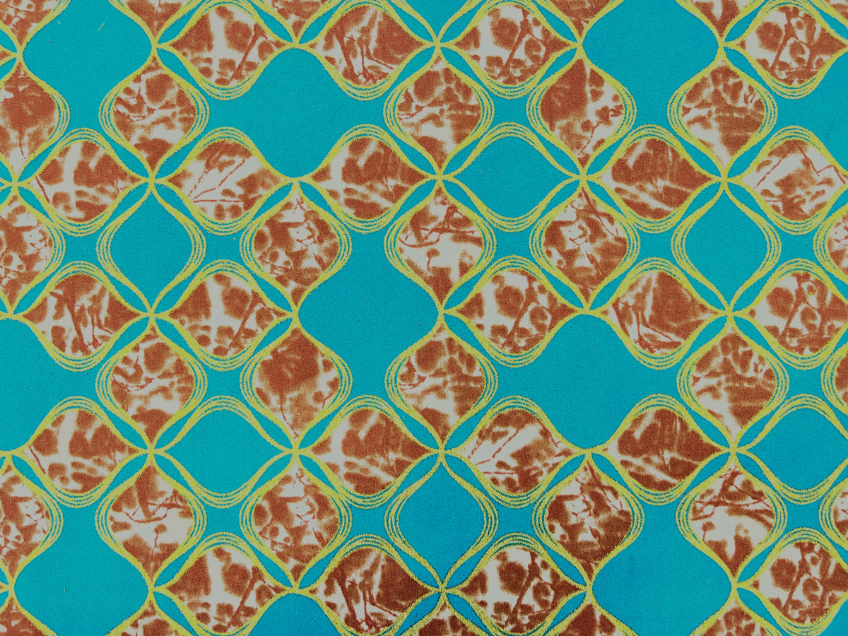 Colorful African wax print fabric with vibrant geometric patterns, showcasing Design 10 by Cheapfabrics.