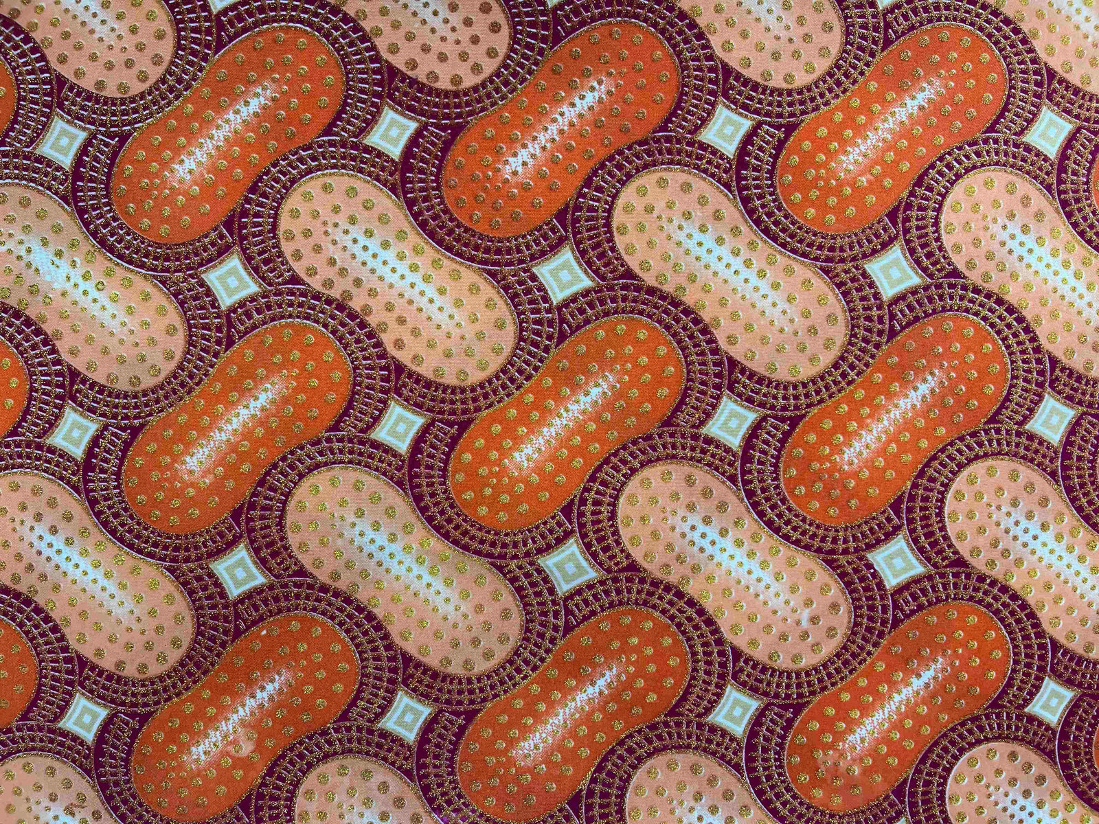 Colorful African wax print fabric with vibrant geometric patterns, showcasing Design 1 by Cheapfabrics.