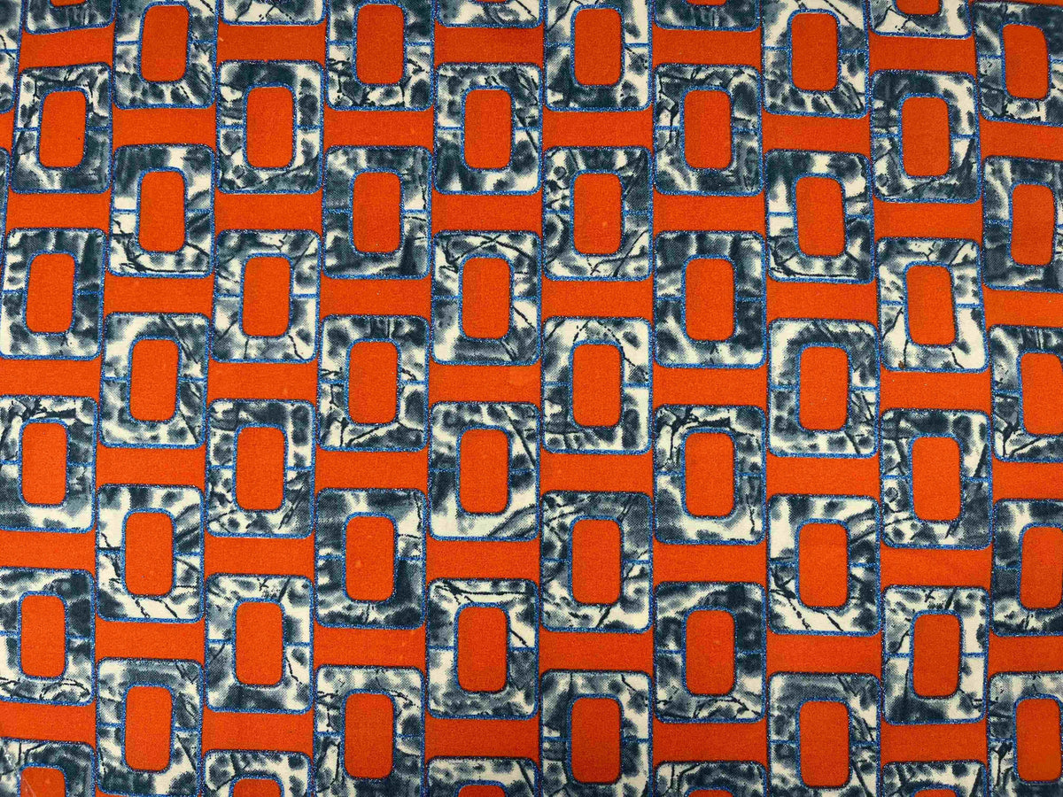 Colorful African wax print fabric featuring bold geometric patterns, showcasing Design 2 from Cheapfabrics.