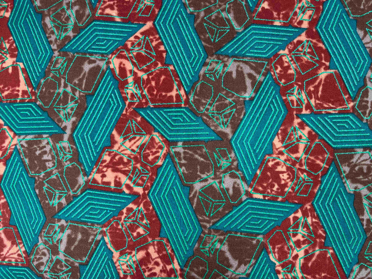 Bright African wax print fabric with vibrant geometric patterns from Cheapfabrics, showcasing Design 5.