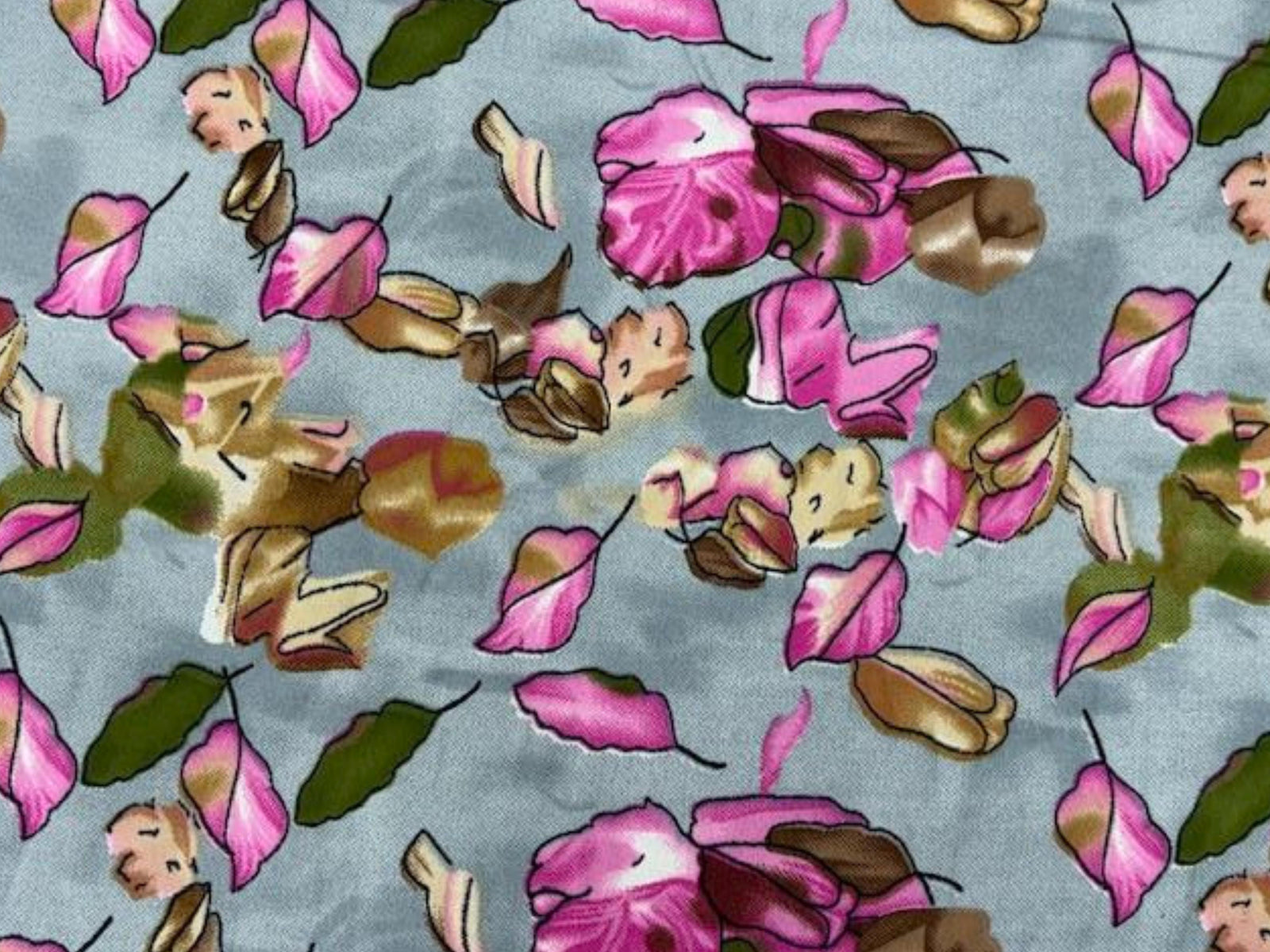 Wander Leaf Patch - Printed Crepe - Cheap Fabrics