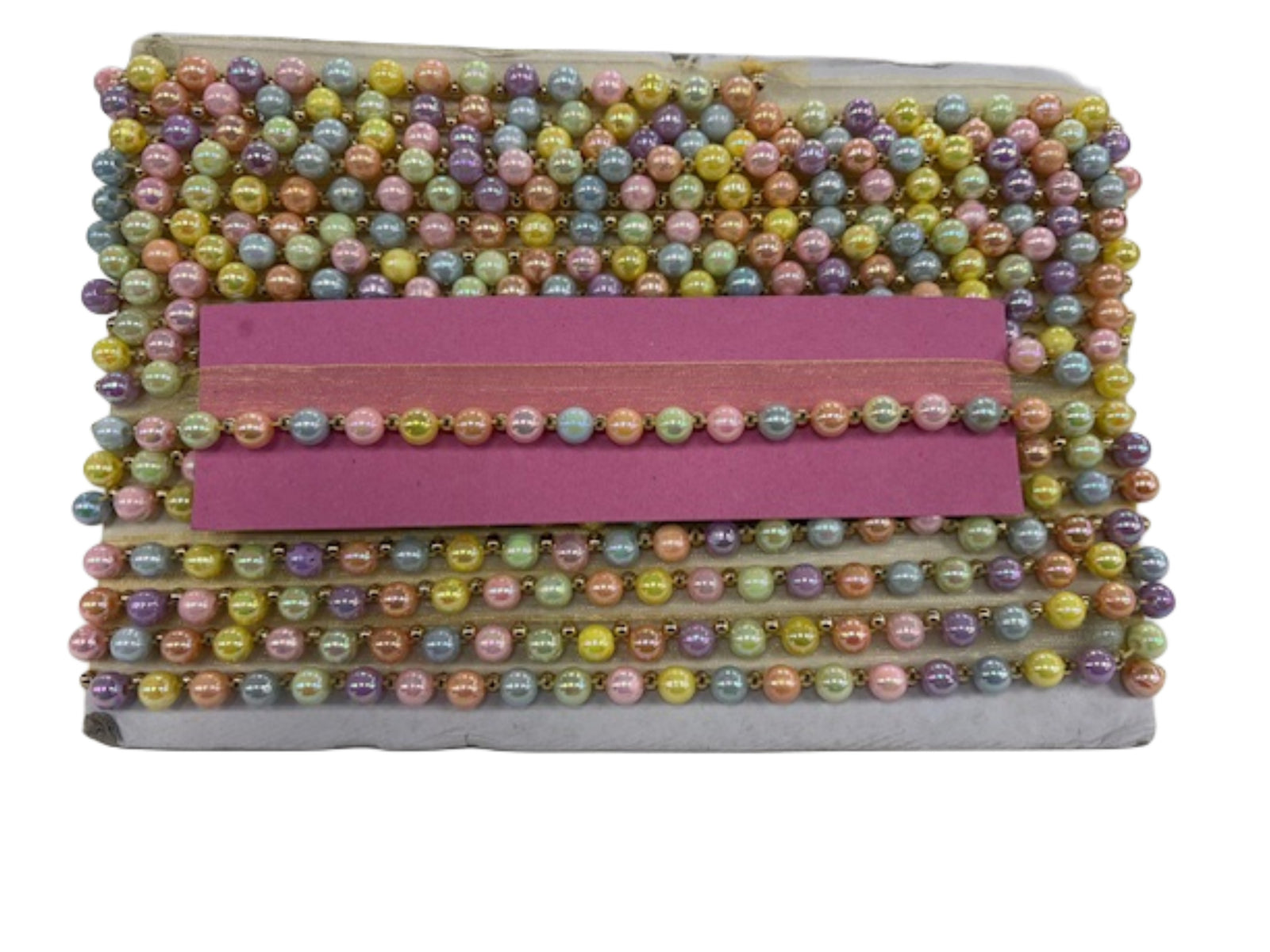 Multi Pearl Beaded Trim on Ribbon - Cheap Fabrics