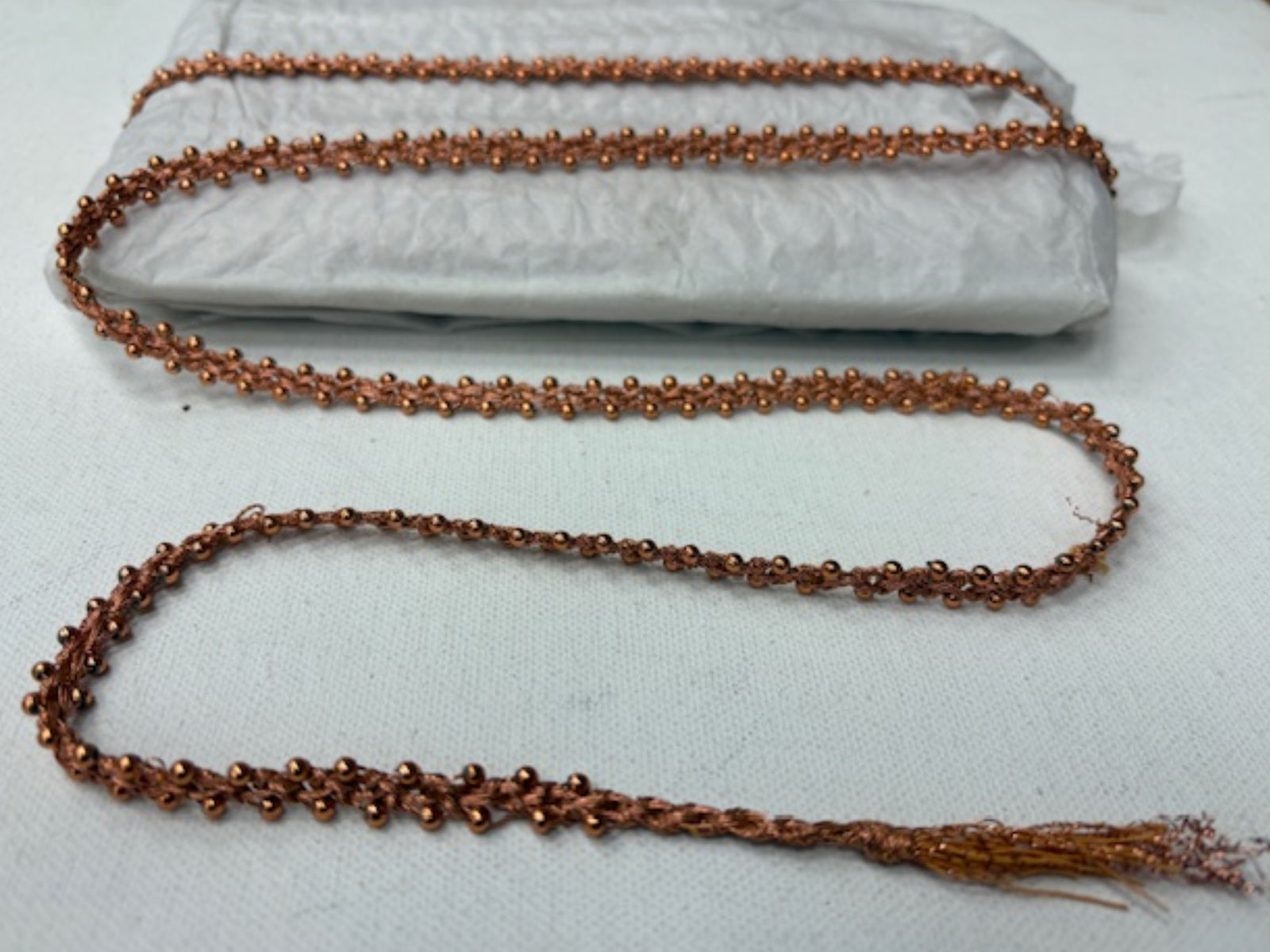 Metallic Zari Beaded Trim - Rose Gold - Cheap Fabrics