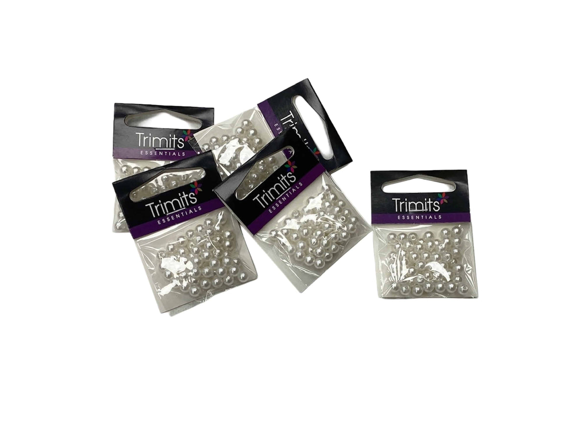 Beads: 5mm: Pearl: Pack of 50 - Cheap Fabrics