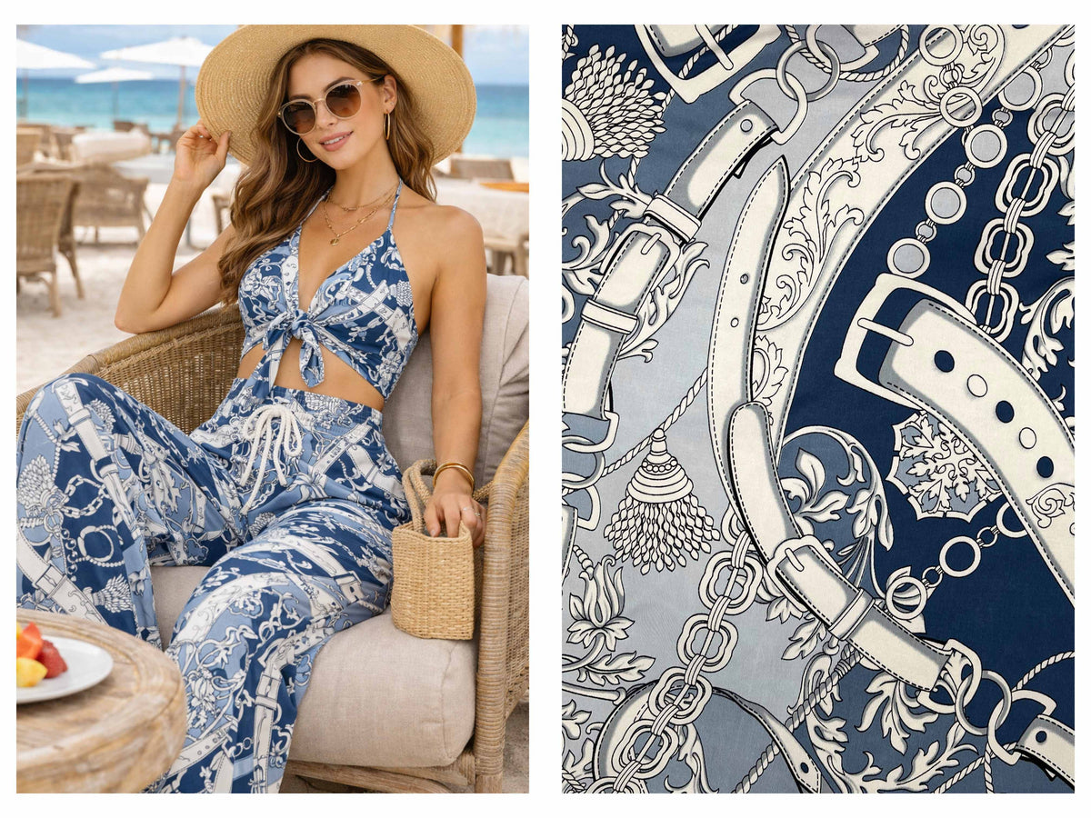 Belt Buckle Printed Jersey Fabric - Cheap Fabrics