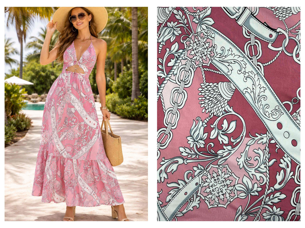 Belt Buckle Printed Jersey Fabric - Cheap Fabrics