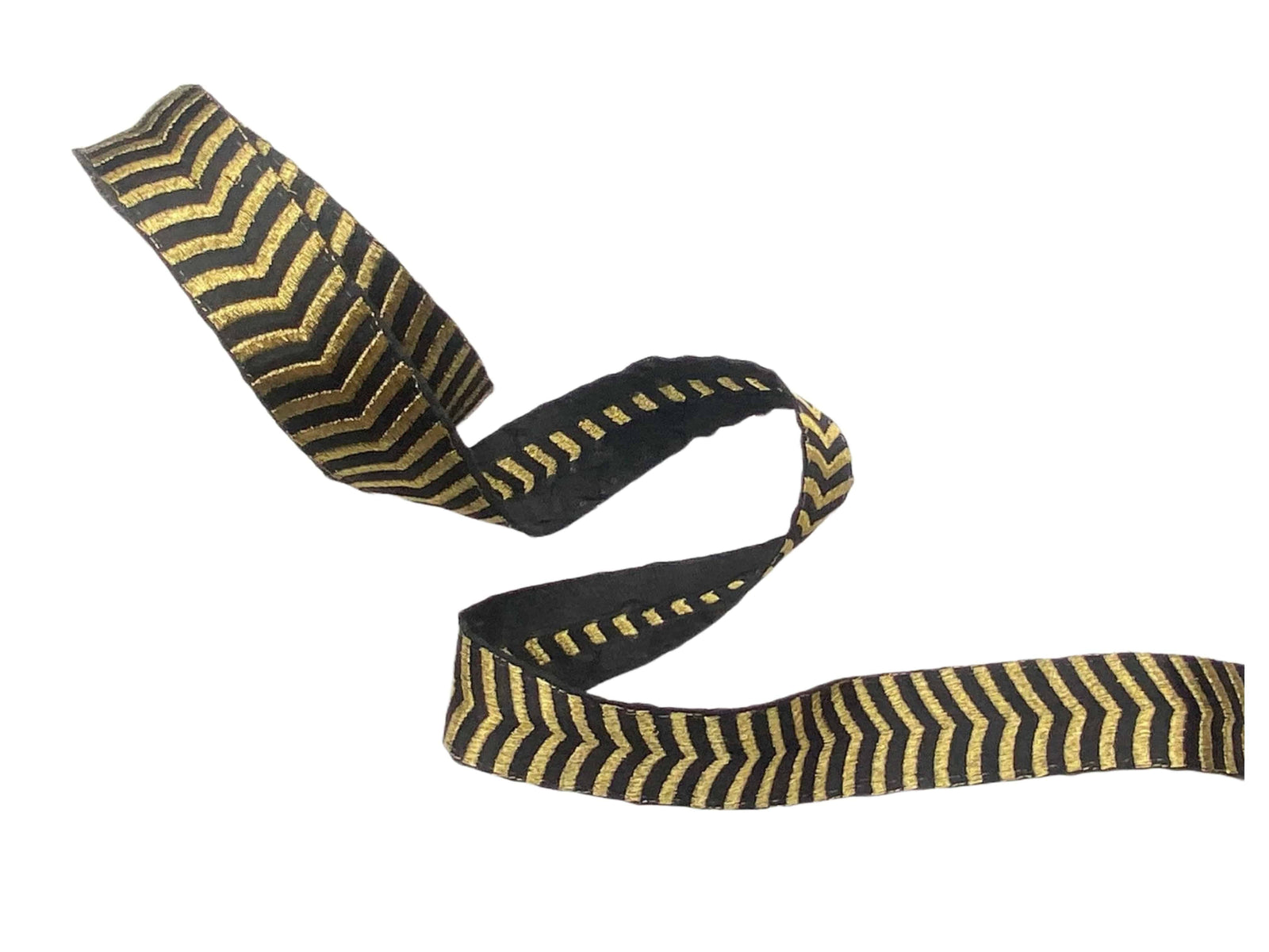 Black Chevron Ribbon Trim - (35mm) - Cheap Fabrics