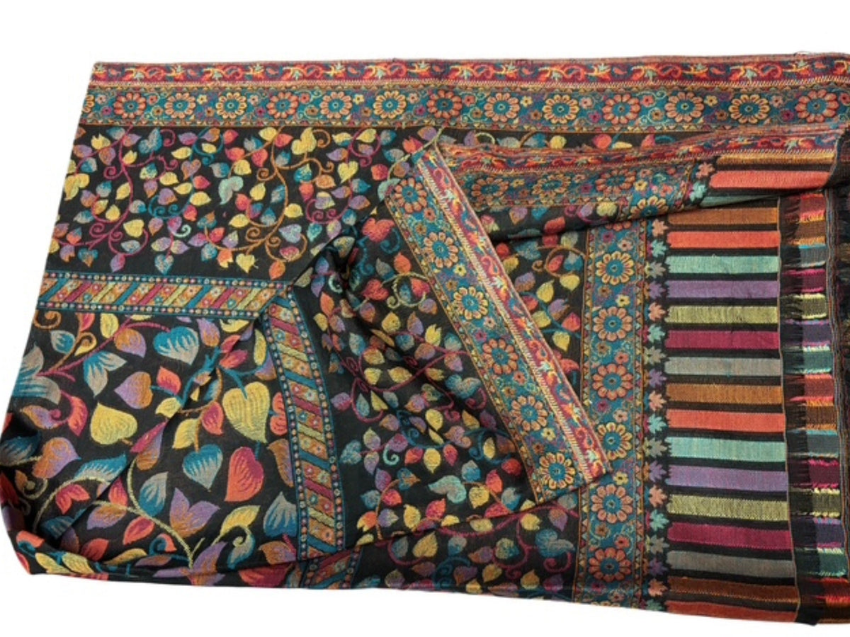 Black Tulip Shawl - Poly/Viscose Mix - Cheap Fabrics