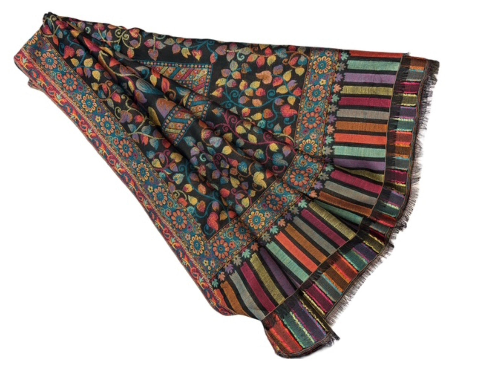 Black Tulip Shawl - Poly/Viscose Mix - Cheap Fabrics