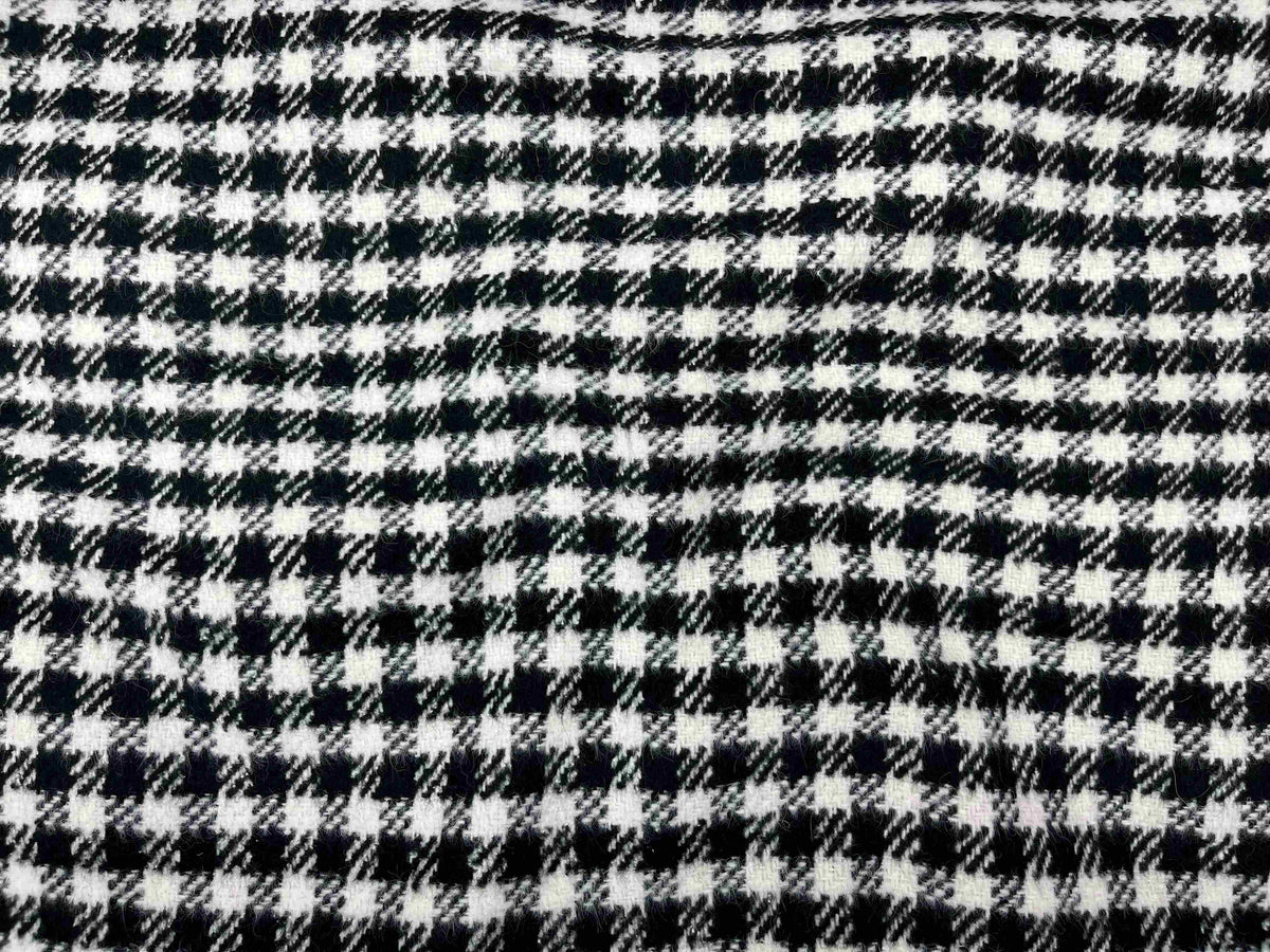 Black Ivory Check Wool Mix Fabric - Cheap Fabrics