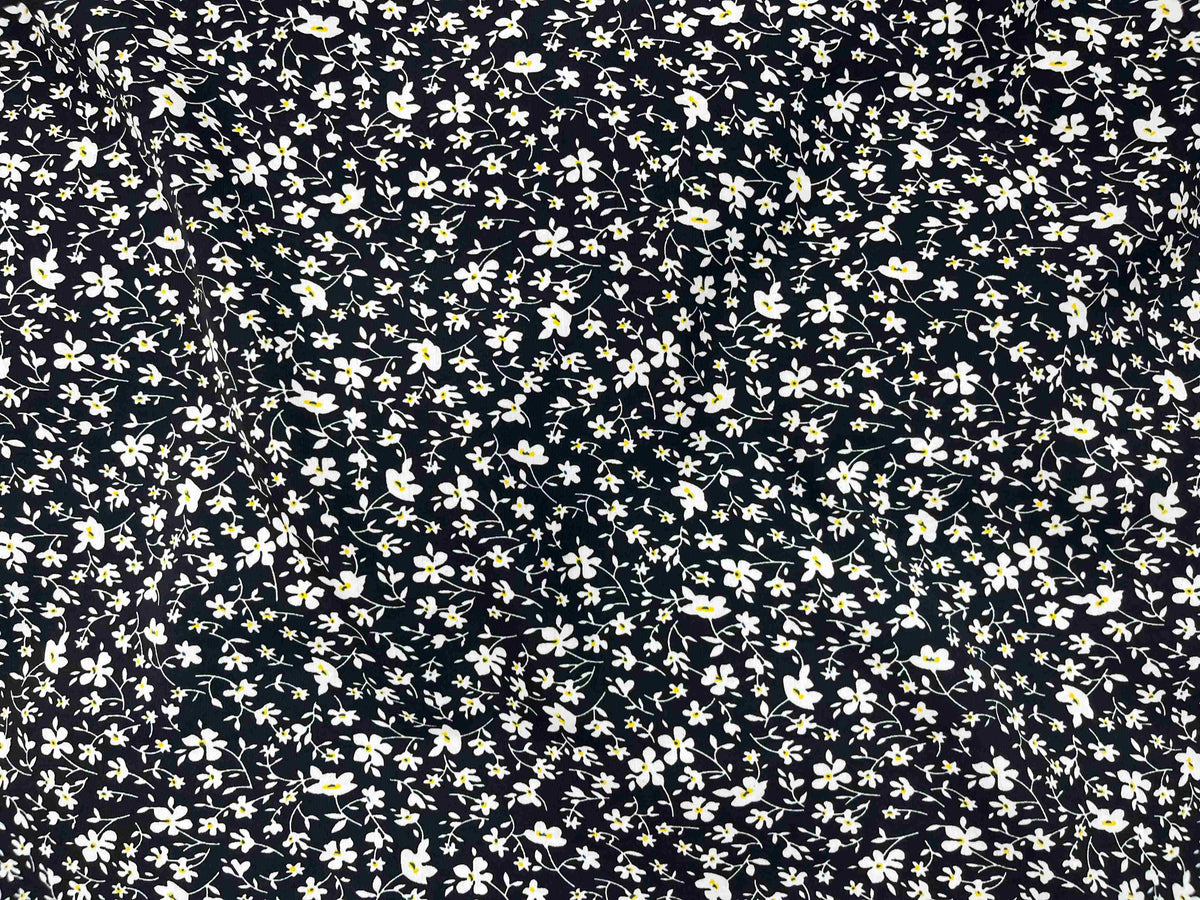 Black Daisy - Printed Crepe Special - Cheap Fabrics