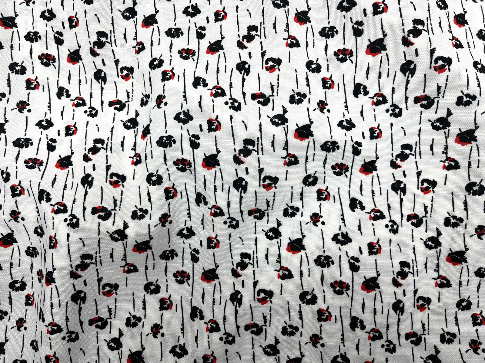 Black Red  - Clearance Printed Crepe Fabric - Cheap Fabrics