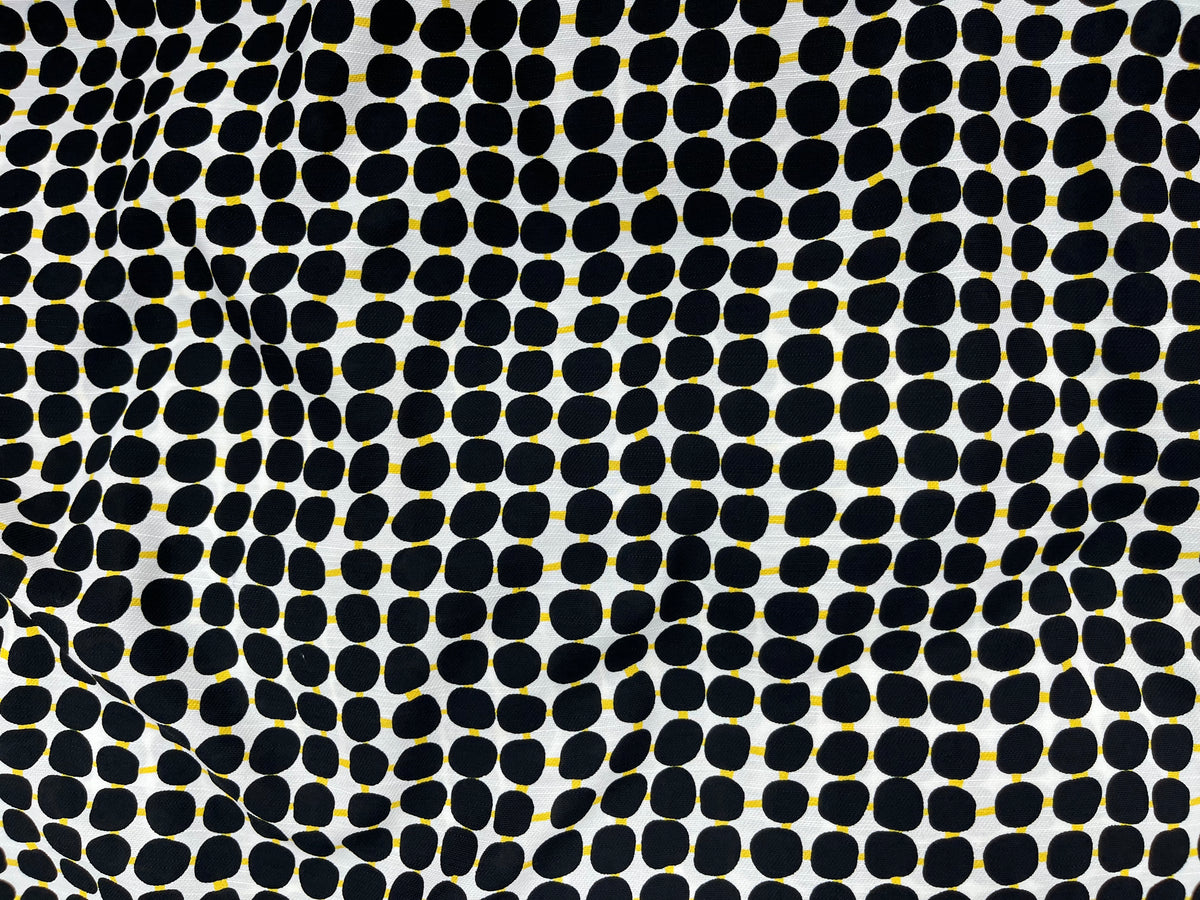 Black Yellow Retro - Clearance Printed Crepe Fabric