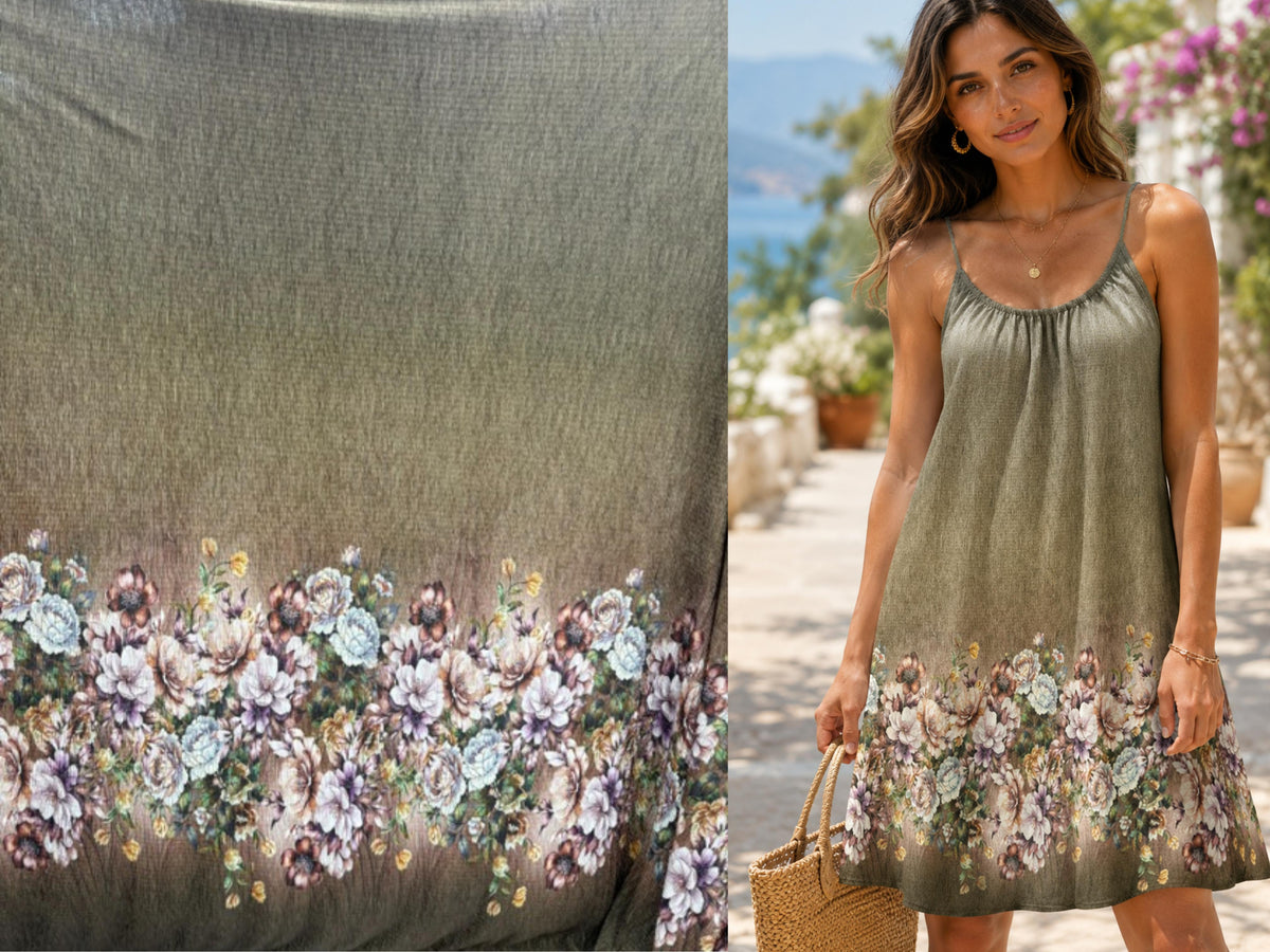 Crushed Jersey Fabric - Boho Floral