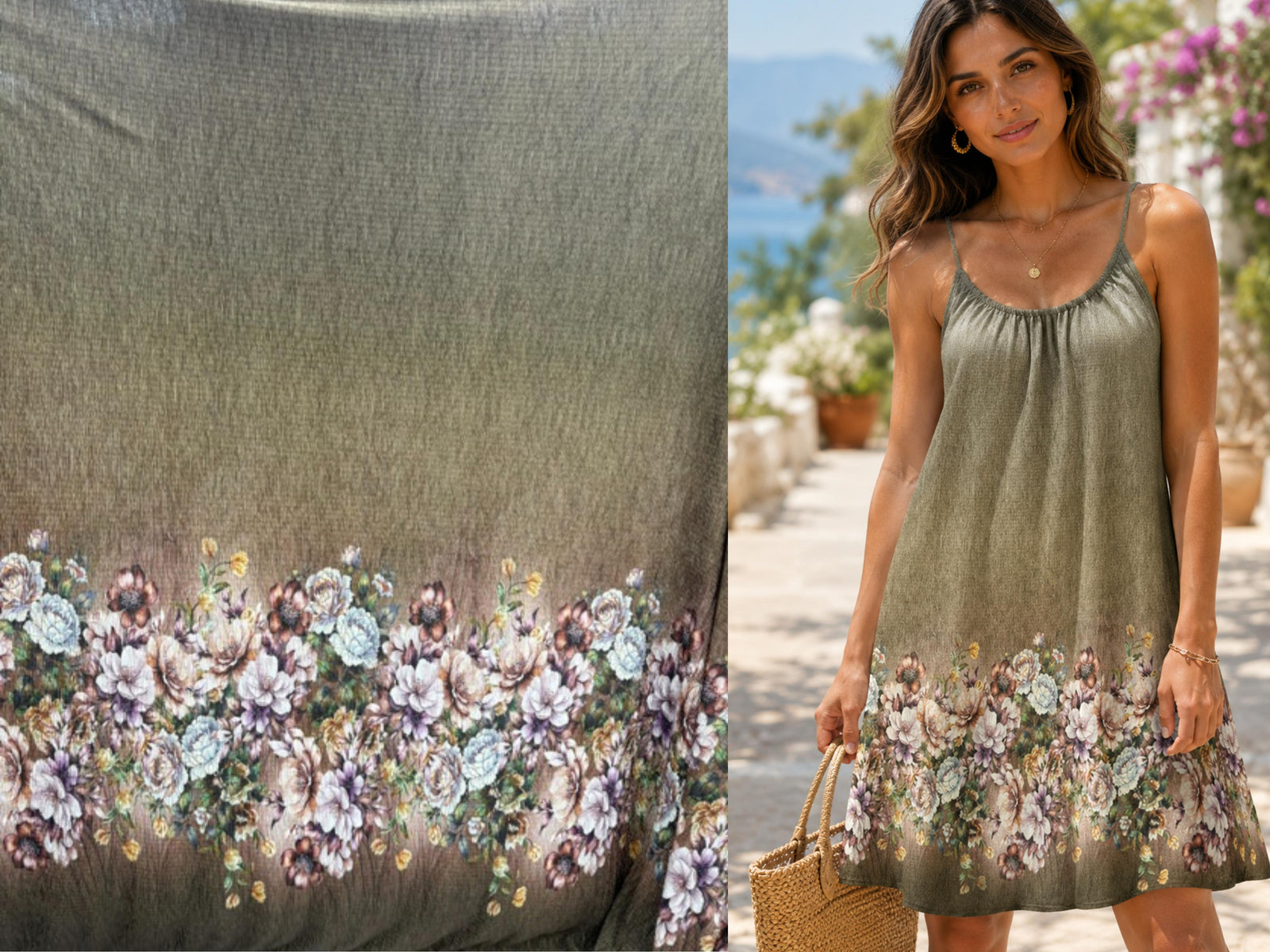 Crushed Jersey Fabric - Boho Floral