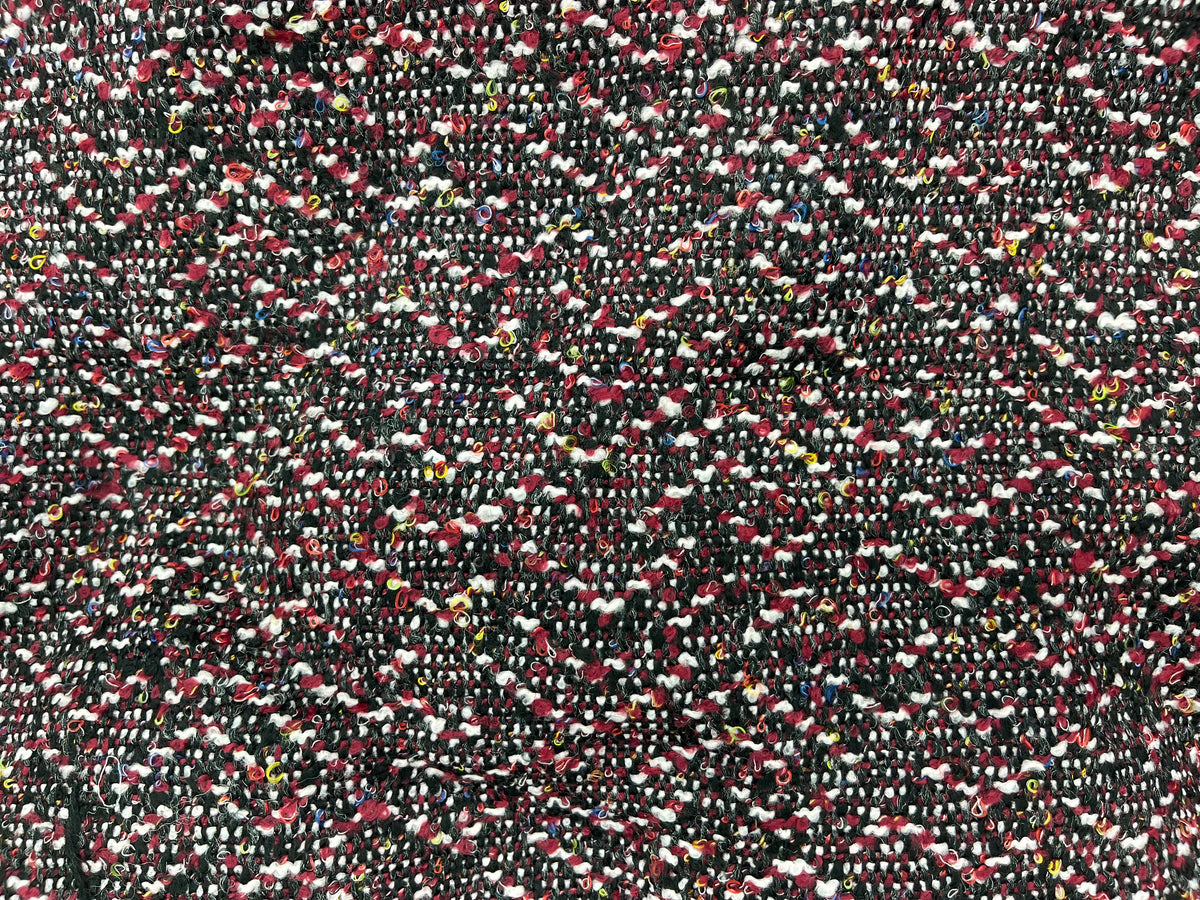 Boucle Fabric - Cherry/Black