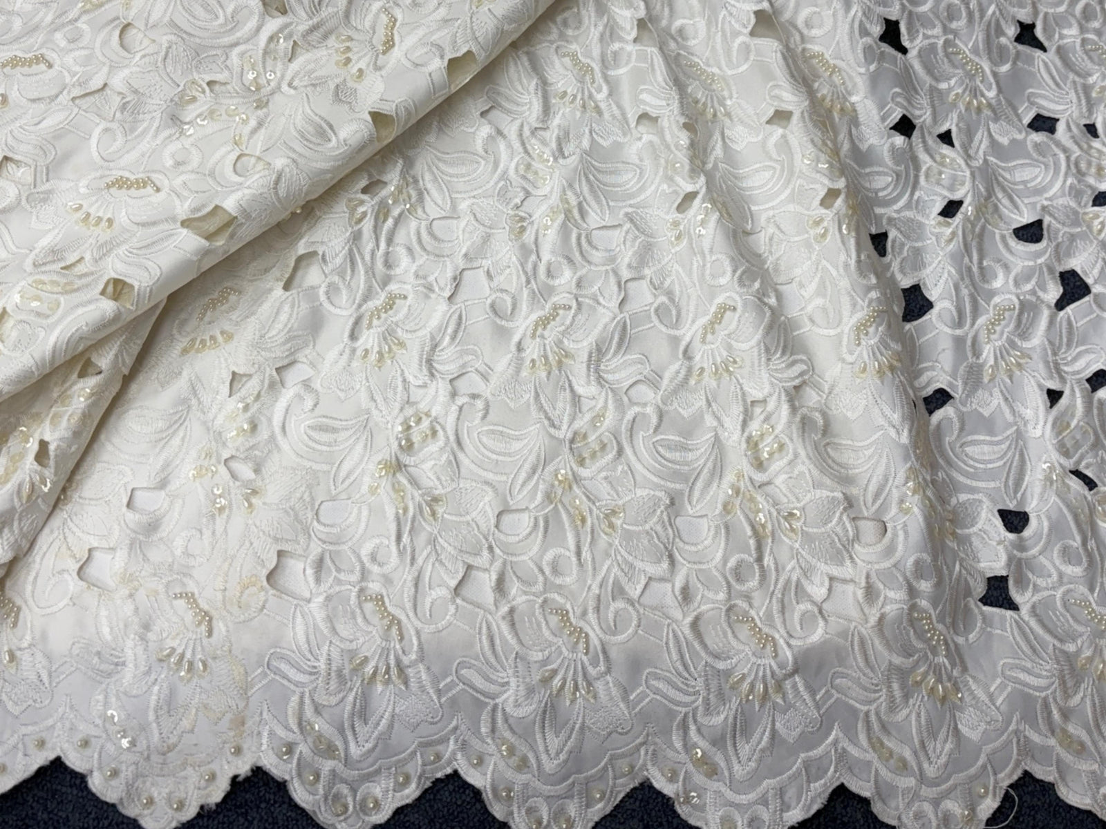 Ivory - Bridal Satin Cutwork - Cheap Fabrics