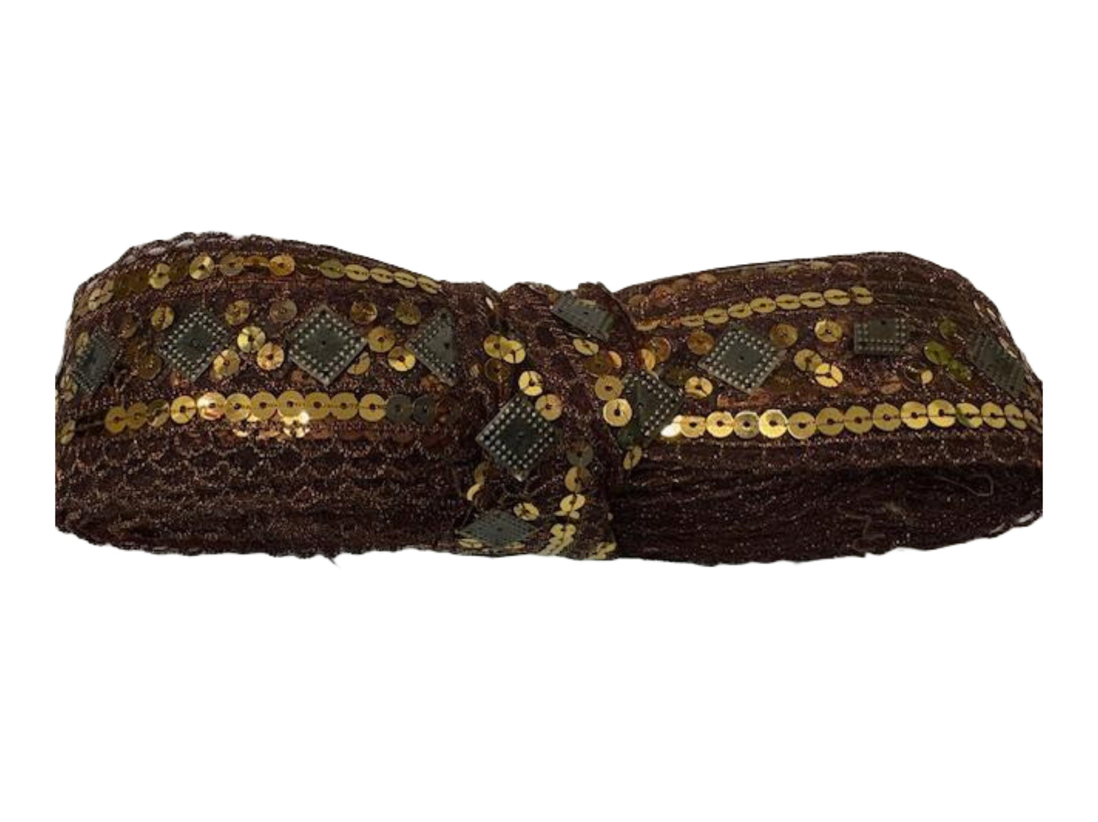 Brown Sequinned Trim - Cheap Fabrics