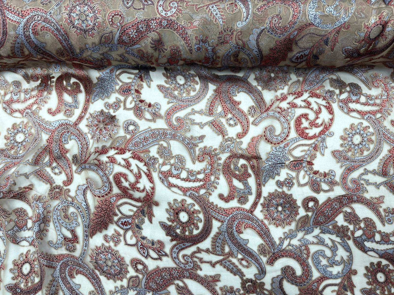 Chinese Paisley - Burn Out  Chiffon - Cheap Fabrics