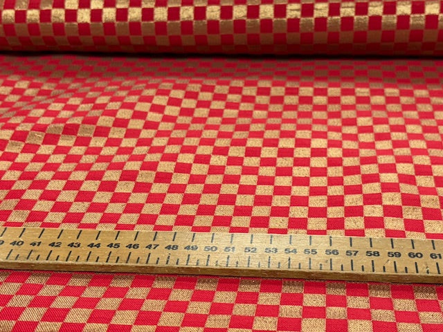 Metallic Brocade - 10mm Check - Carnival