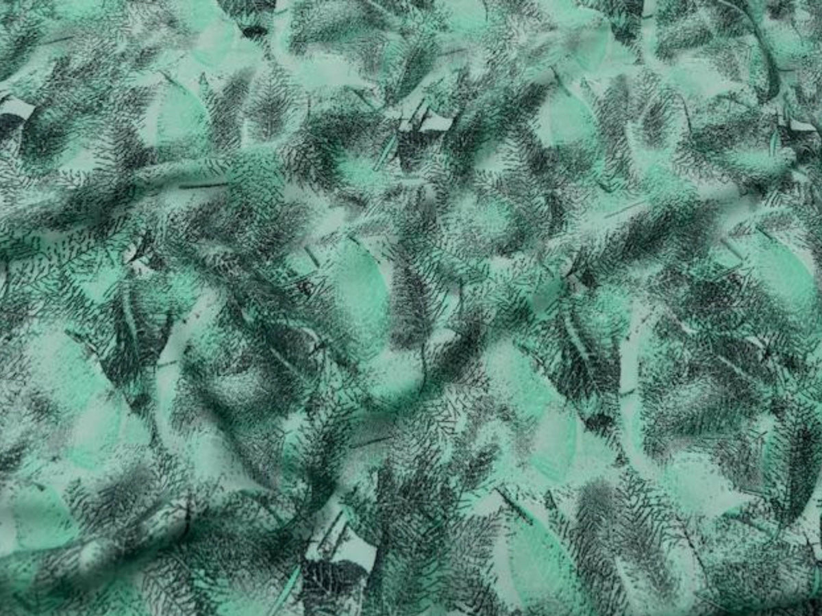 Clearance Printed Crepe Fabric - Shaded Leaf - Cheap Fabrics