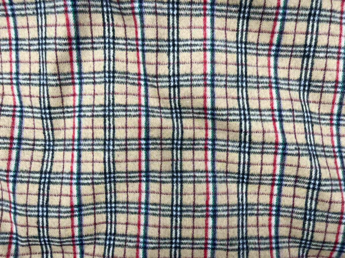 Biscuit Check Wool Mix Blend Fabric - Cheap Fabrics