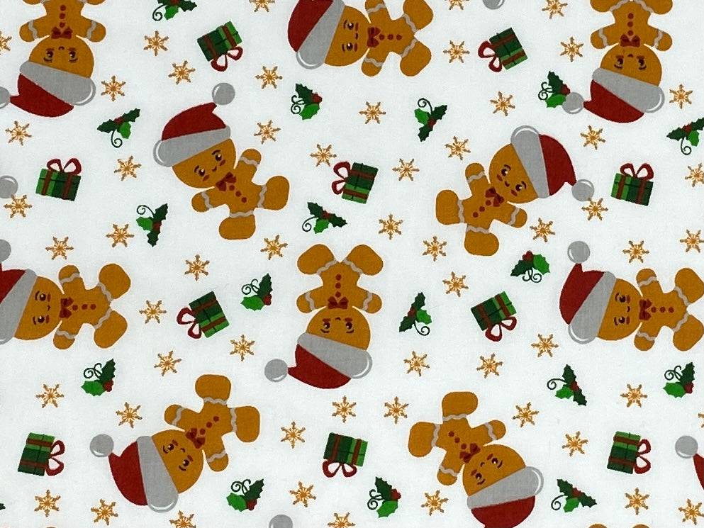 Christmas Gingerbread Man - Poly/Cotton Print - Cheap Fabrics