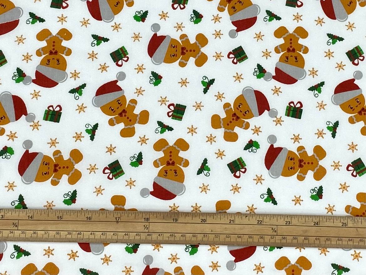 Christmas Gingerbread Man - Poly/Cotton Print - Cheap Fabrics