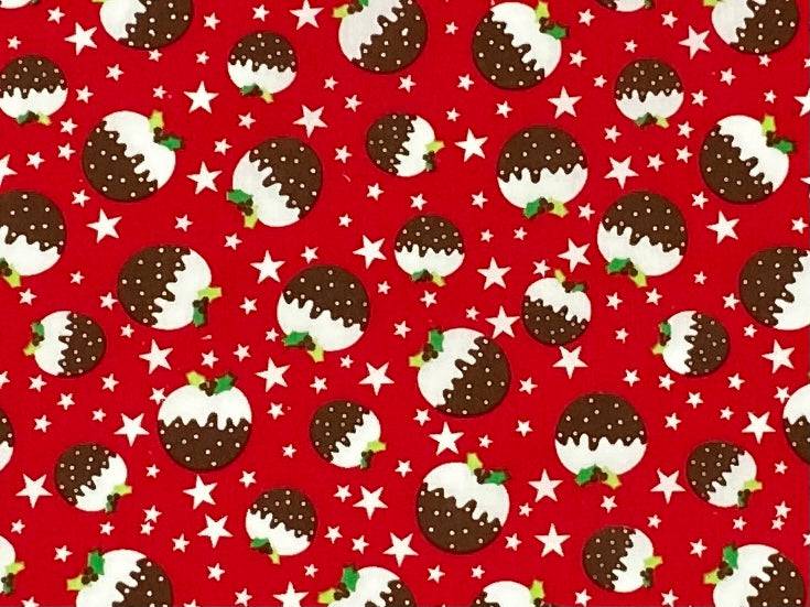 Christmas Puddings - Poly/Cotton Print - Cheap Fabrics