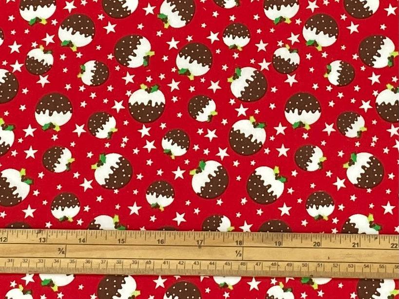 Christmas Puddings - Poly/Cotton Print - Cheap Fabrics