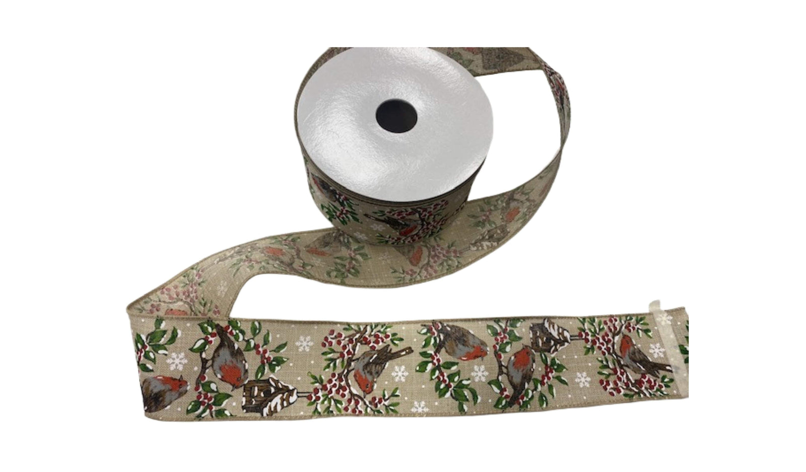 Christmas Wired Edge Ribbon - ROBIN - Cheap Fabrics