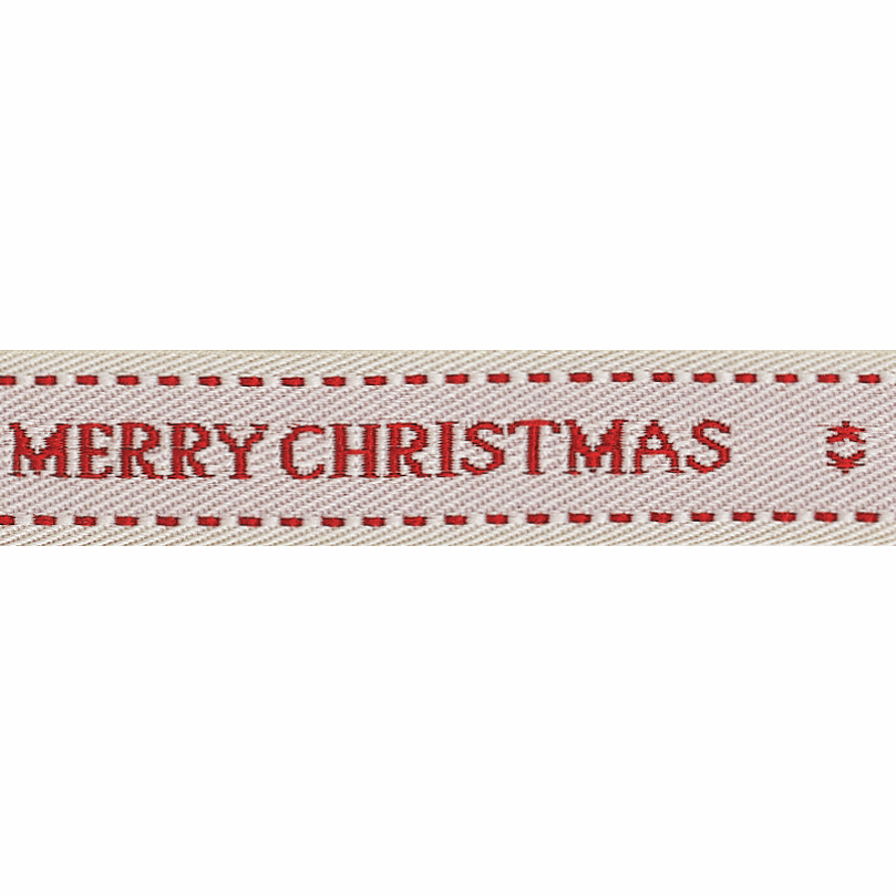 CREAM Merry Christmas Wishes Ribbon - 1.98 MTR REMNANT
