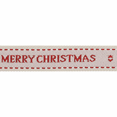 CREAM Merry Christmas Wishes Ribbon - 1.98 MTR REMNANT