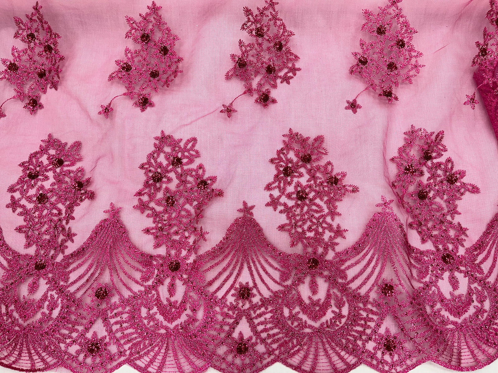 Design 9 - Clearance Embroidered Tulle - Cheap Fabrics