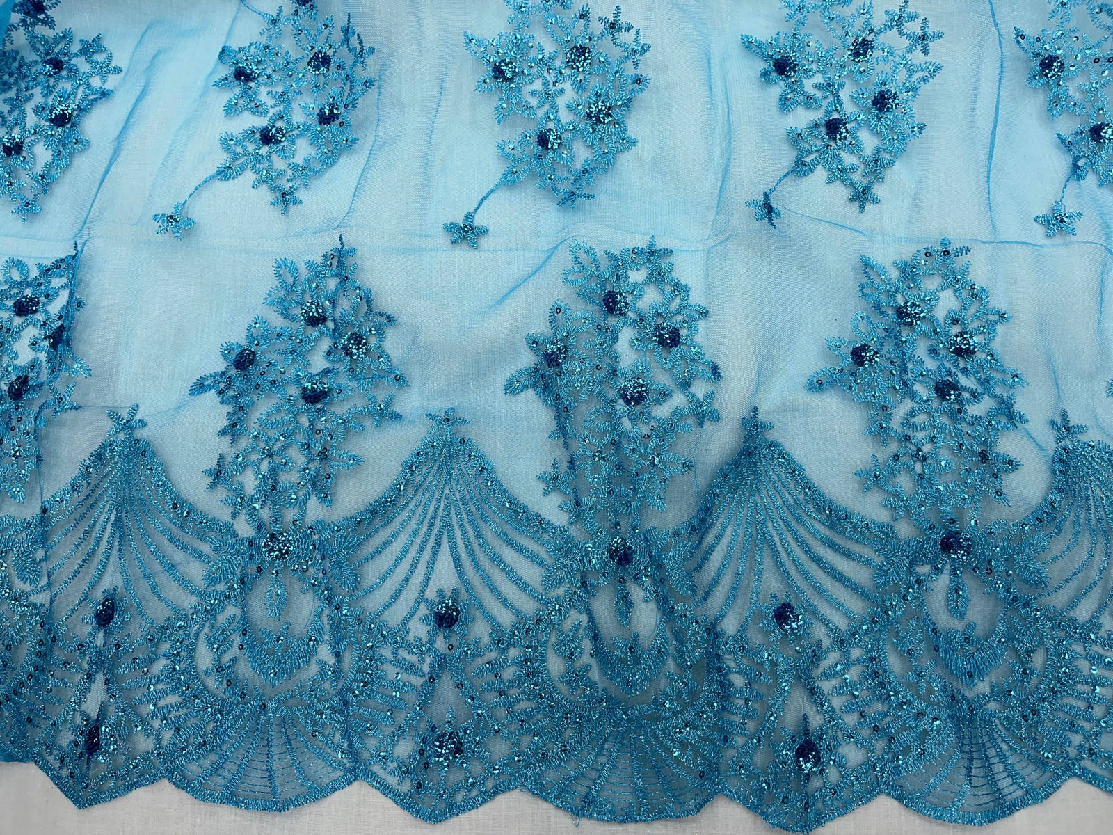 Design 9 - Clearance Embroidered Tulle - Cheap Fabrics