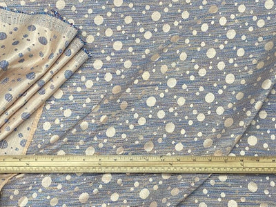 Print & Plain Fabric Coordinates- Blue Shades With Gold