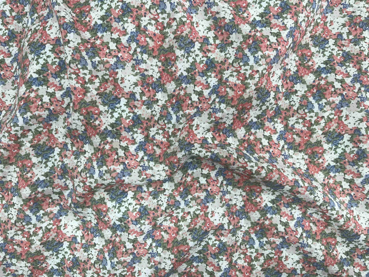 Coral Green Floral - Printed Crepe Special - Cheap Fabrics
