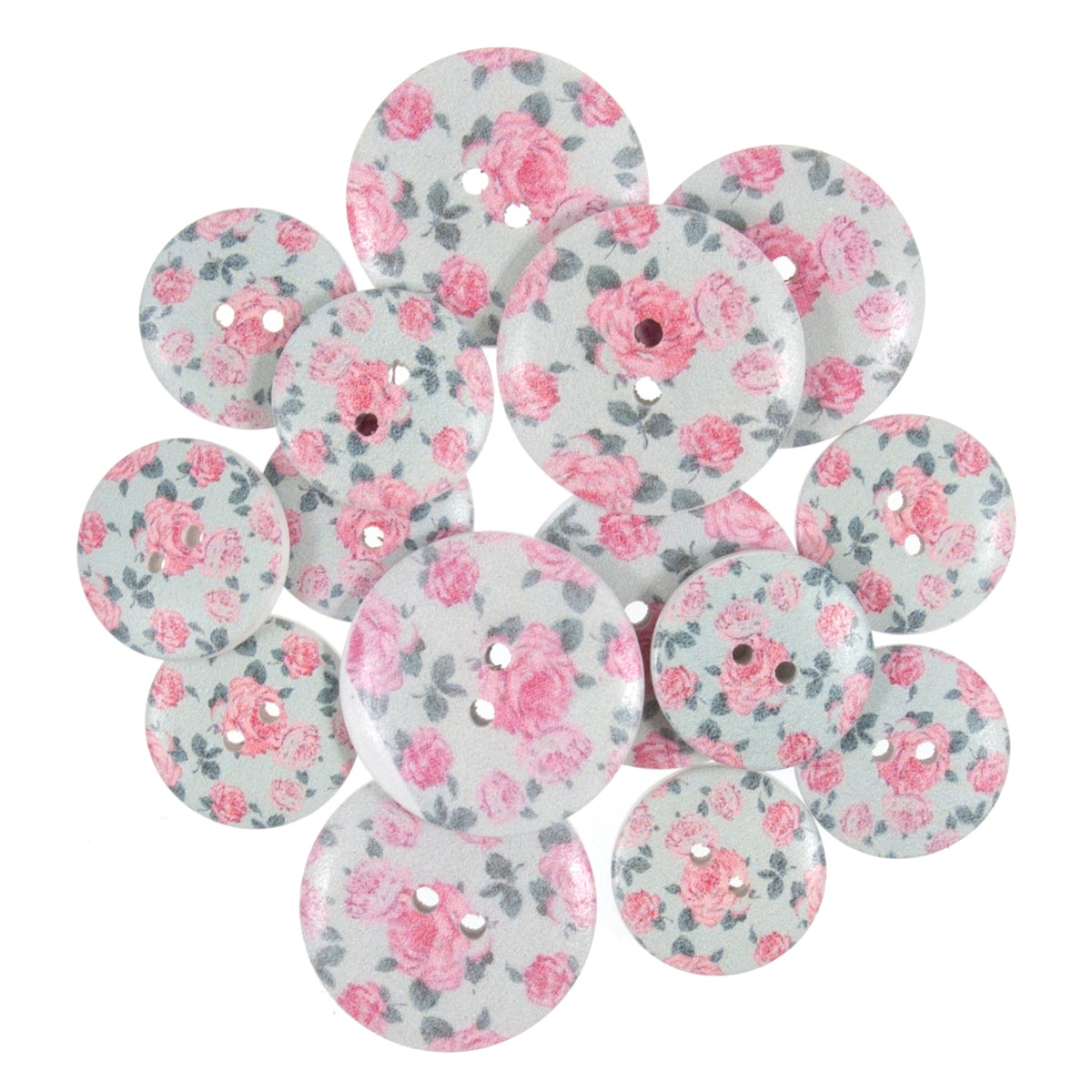 Craft Buttons - Grey Floral