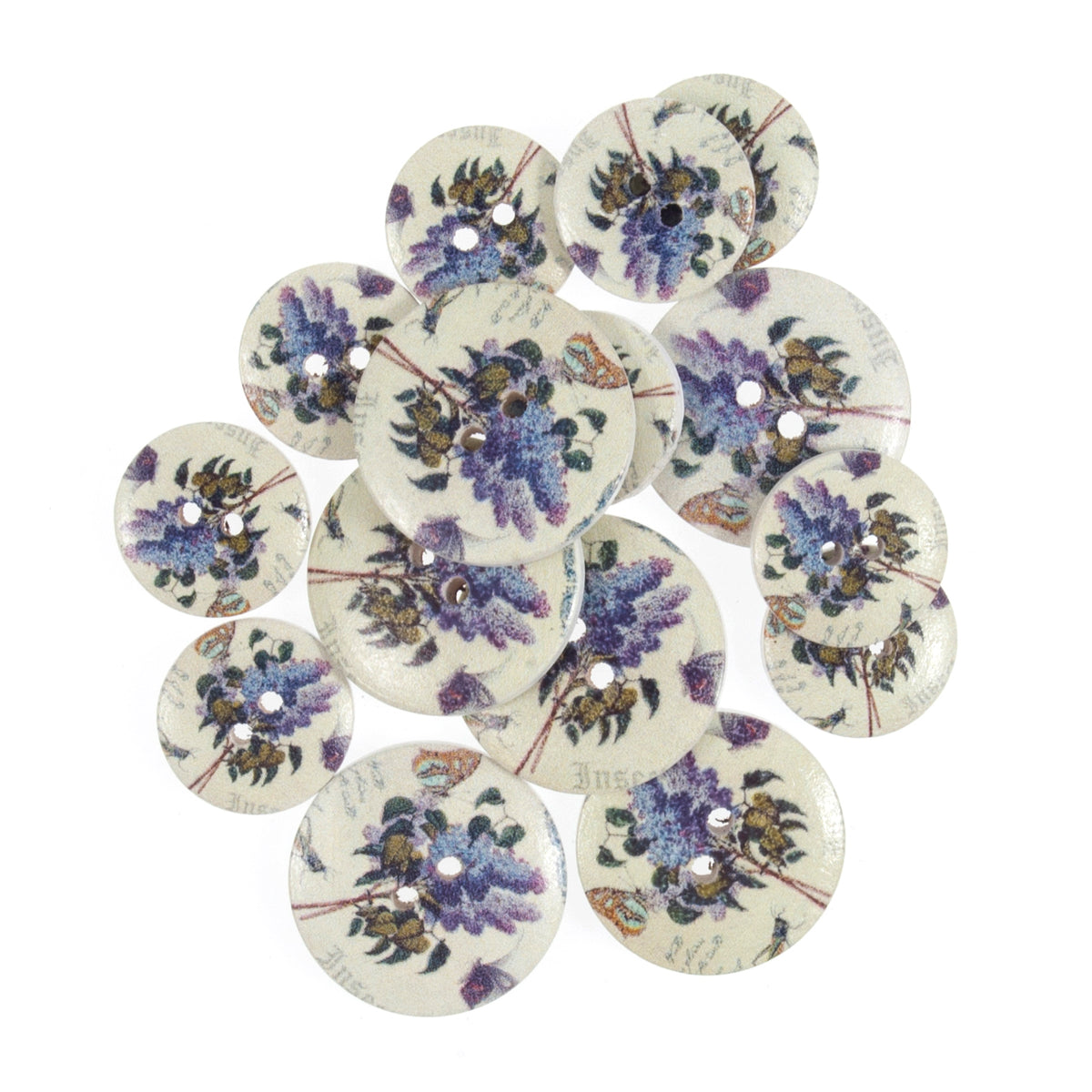 Craft Buttons - Violet Floral