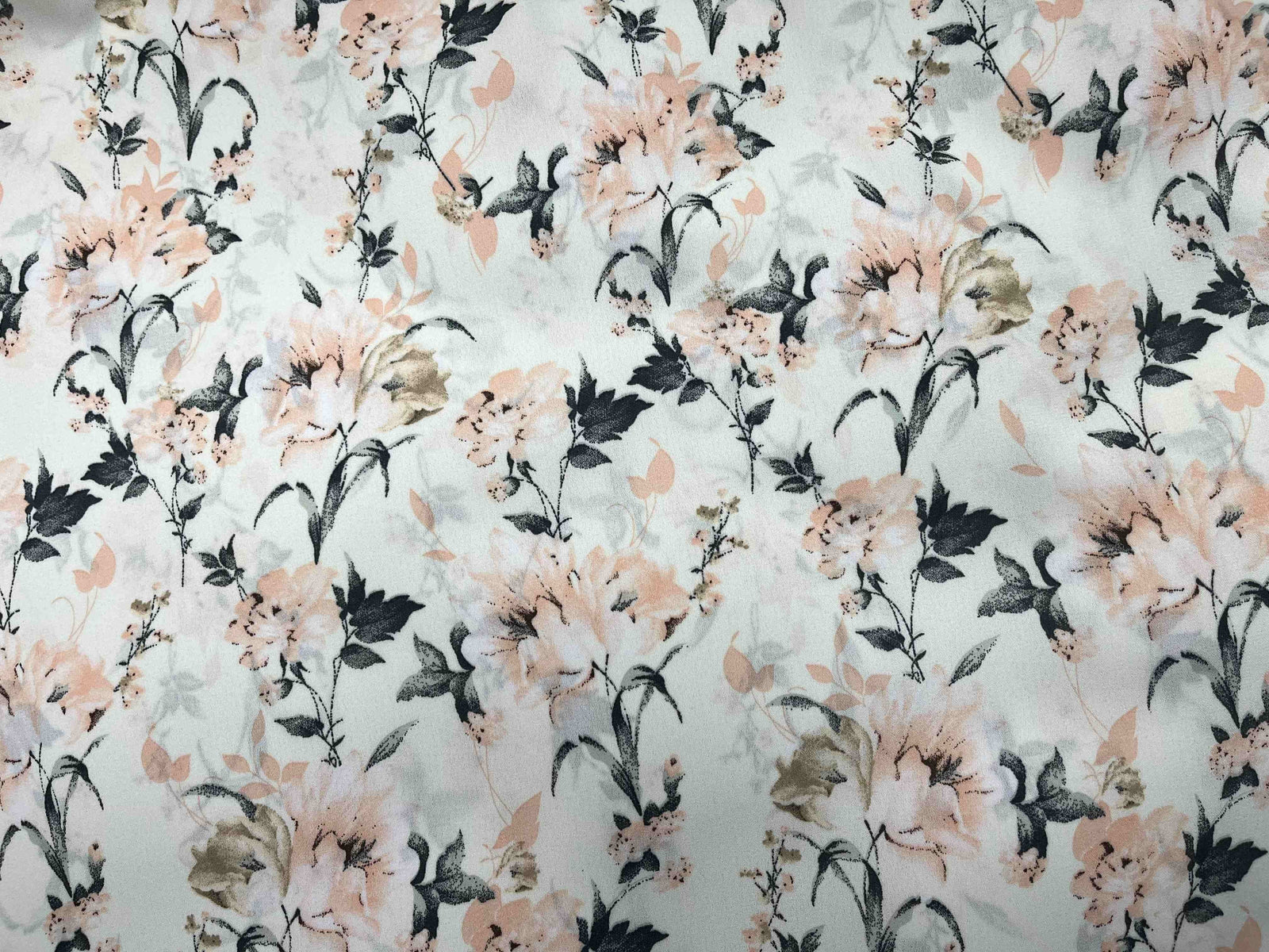 Cream Peach Floral - Printed Crepe Special - Cheap Fabrics