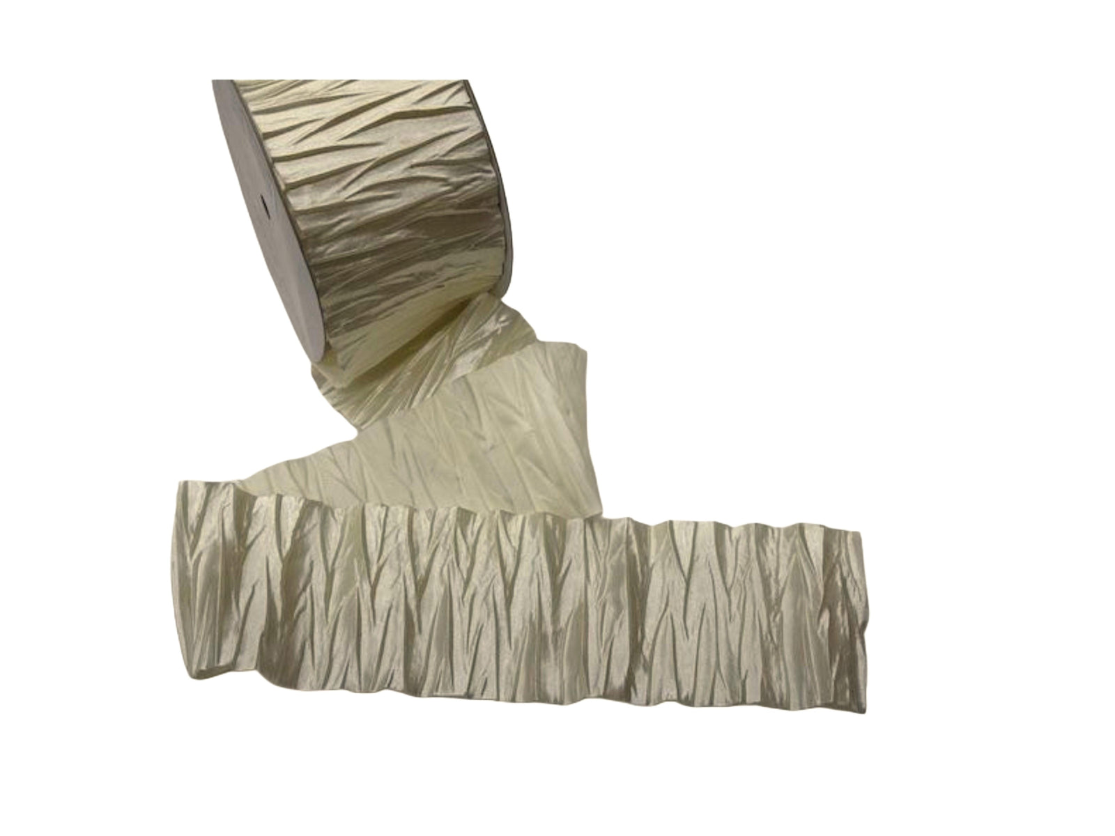 Crinkle Satin Ribbon - Cream (70mm) - Cheap Fabrics