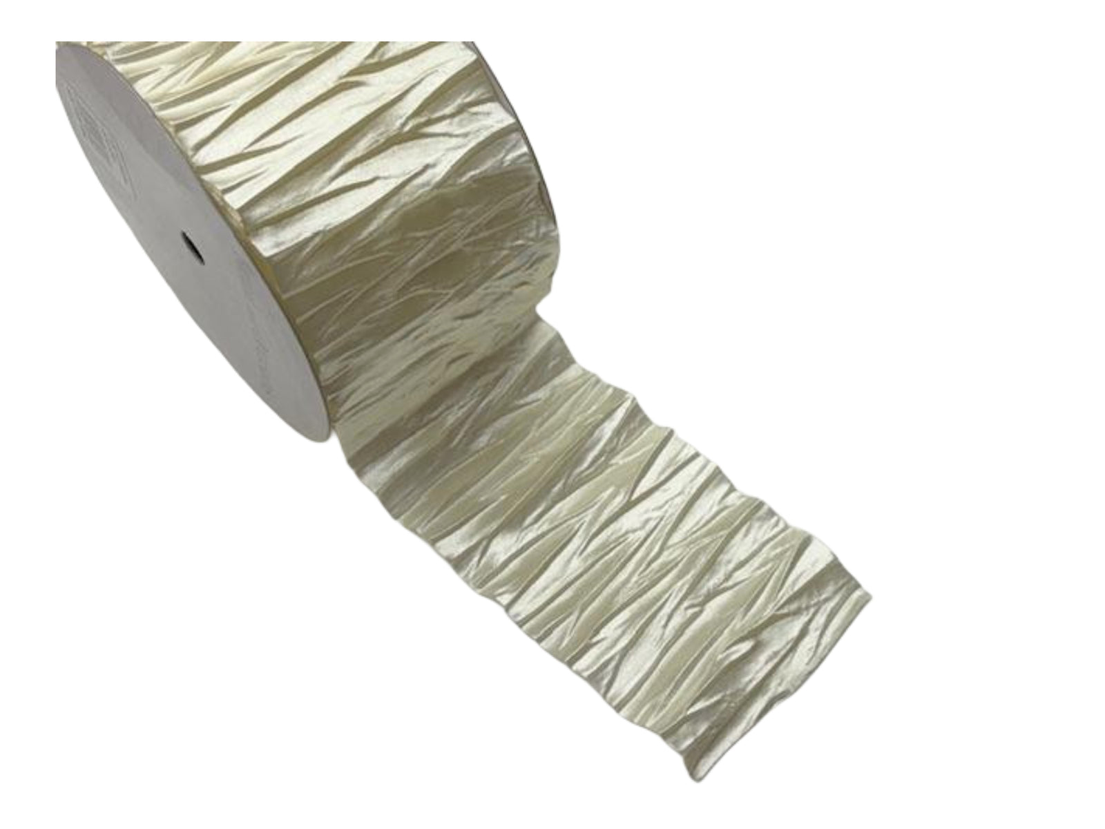 Crinkle Satin Ribbon - Cream (70mm) - Cheap Fabrics