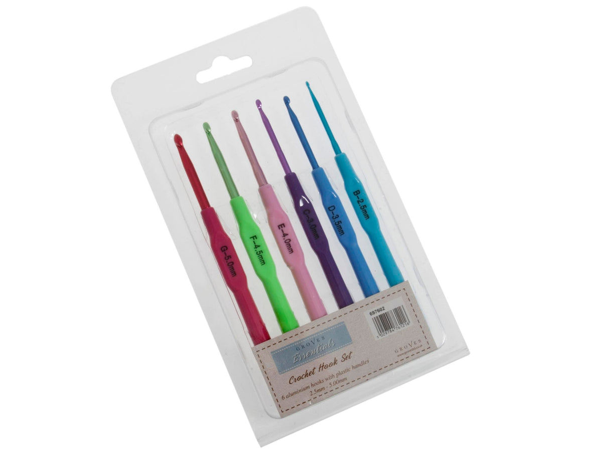 Crochet Hooks Set - Colourful - 14cm x 2.50 - 5.00mm: Pack of 6